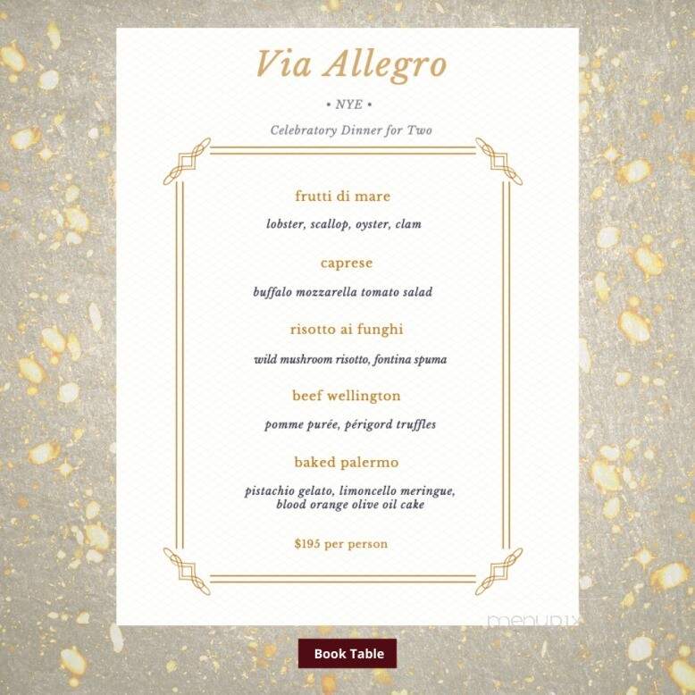 Via Allegro Ristorante - Toronto, ON menu_pic