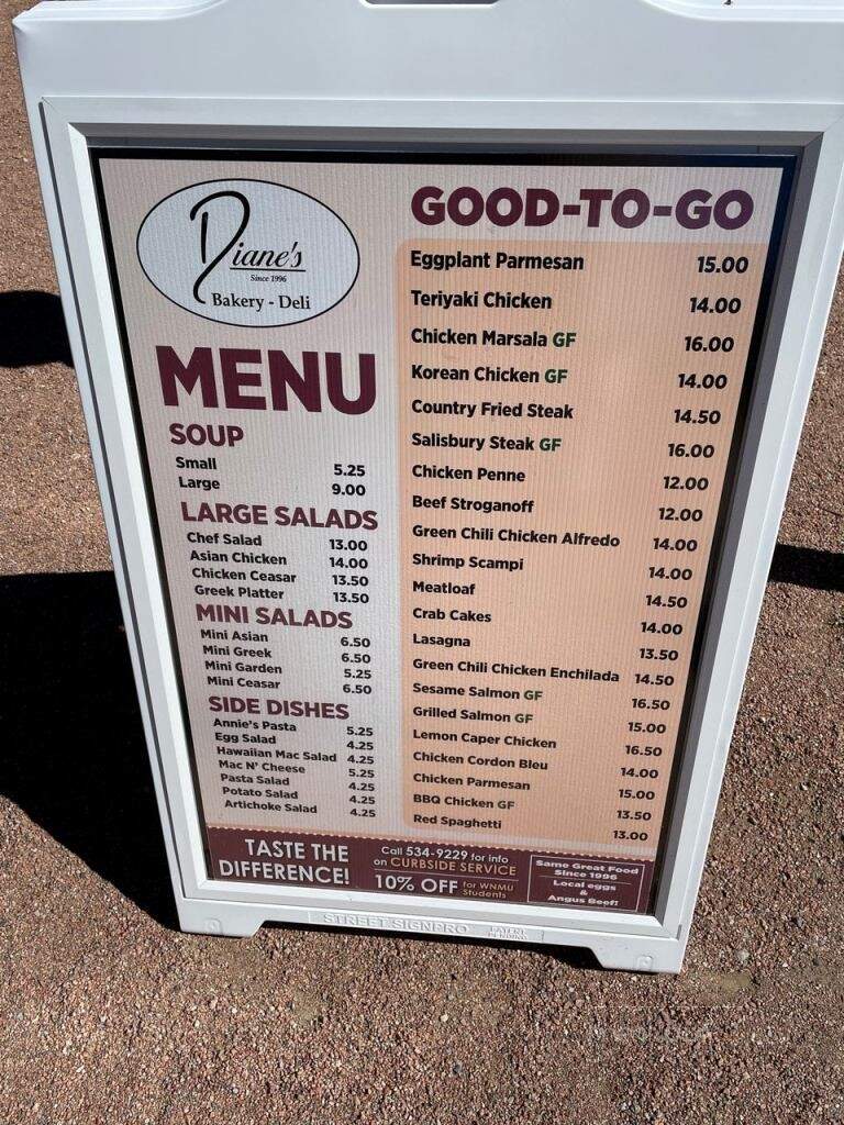 Diane's Bakery & Cafe - Silver City, NM menu_pic
