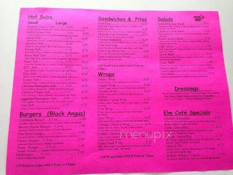 Elm Street Cafe - High Point, NC menu_pic