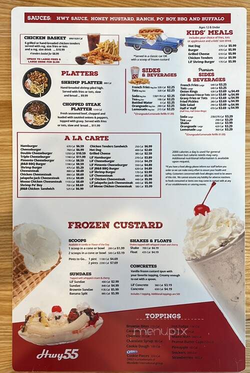 Hwy 55 Burgers Shakes & Fries - Benson, NC menu_pic