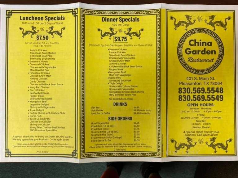 China Garden Restaurant - Pleasanton, TX