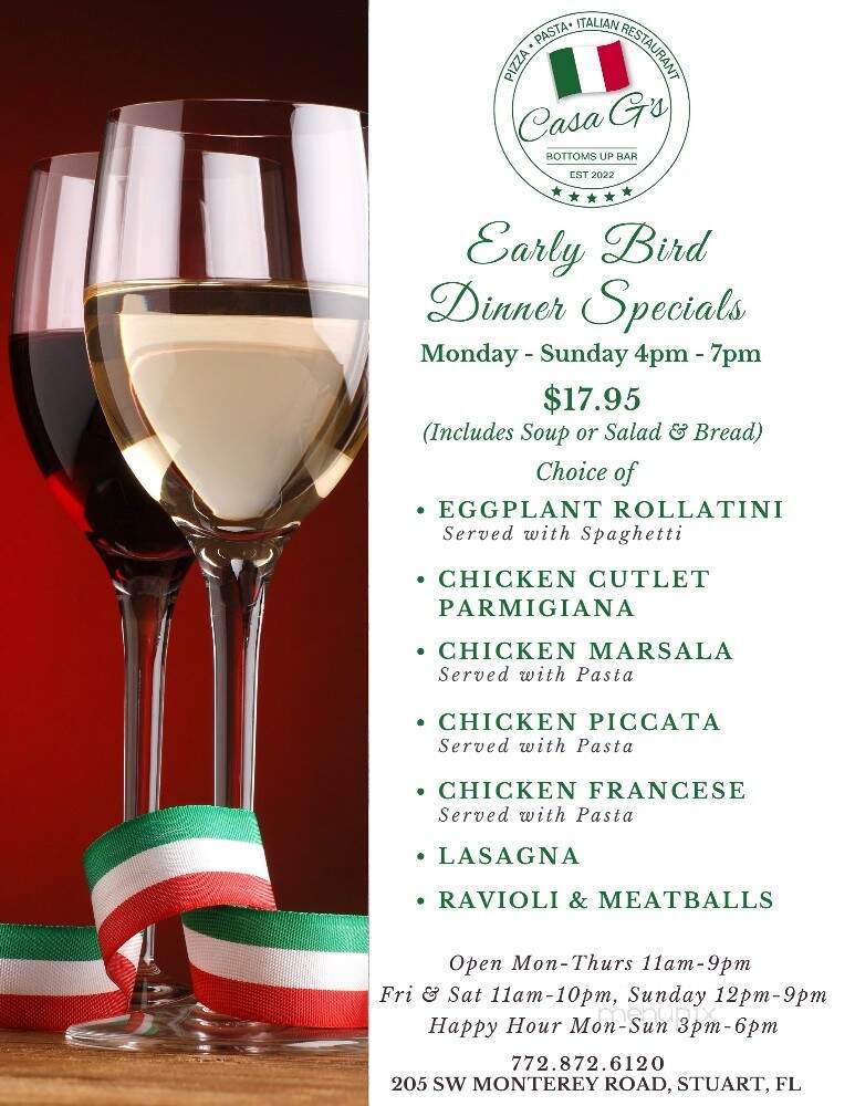 Casa G's Italian Restaurant - Stuart, FL menu_pic