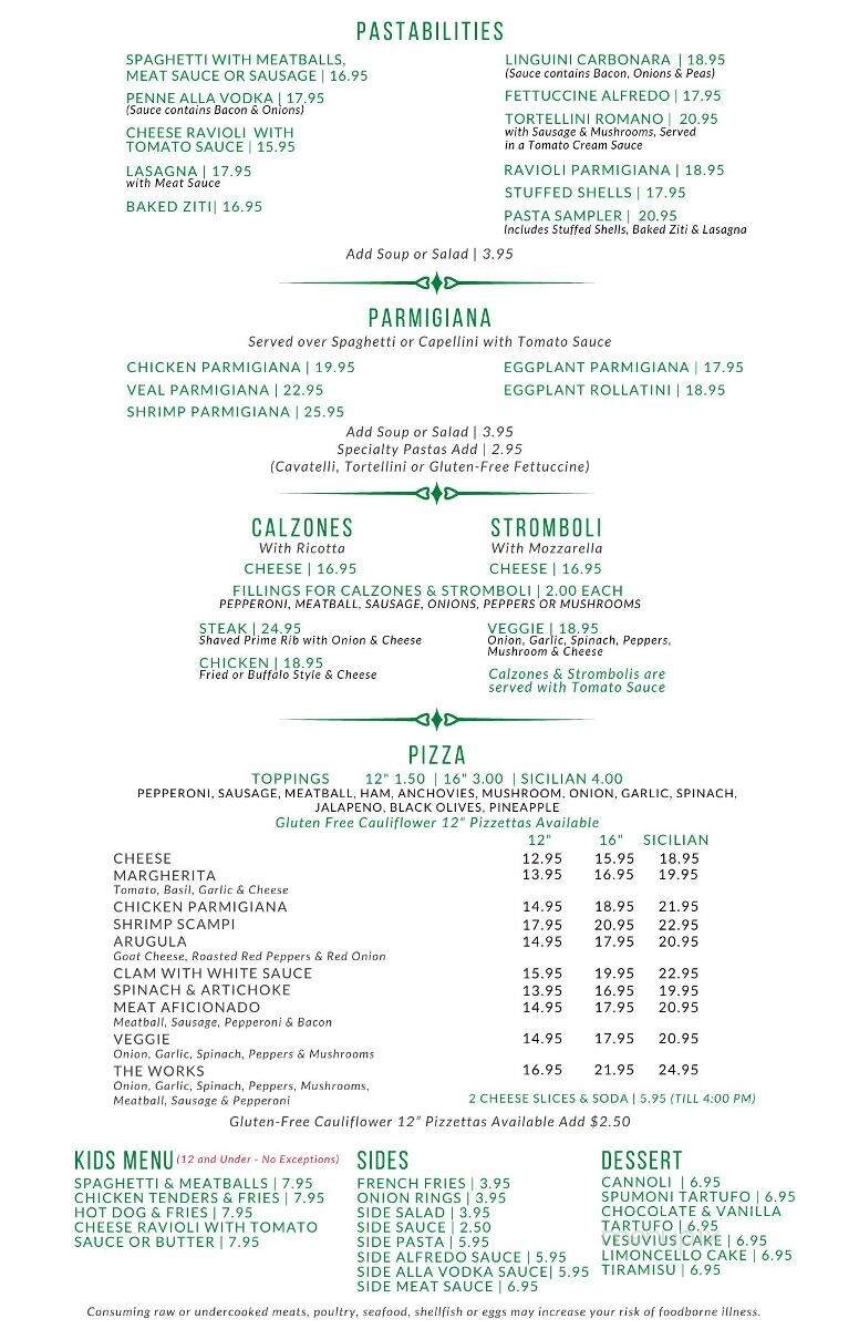 Casa G's Italian Restaurant - Stuart, FL menu_pic
