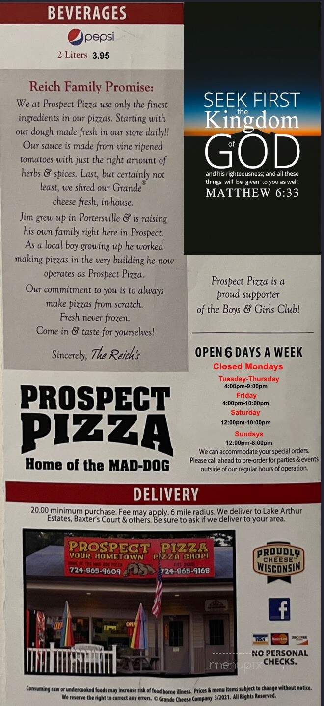 Prospect Pizza - Prospect, PA menu_pic