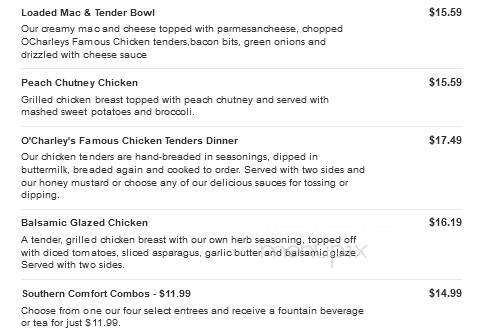 O'Charley's - Franklin, TN menu_pic