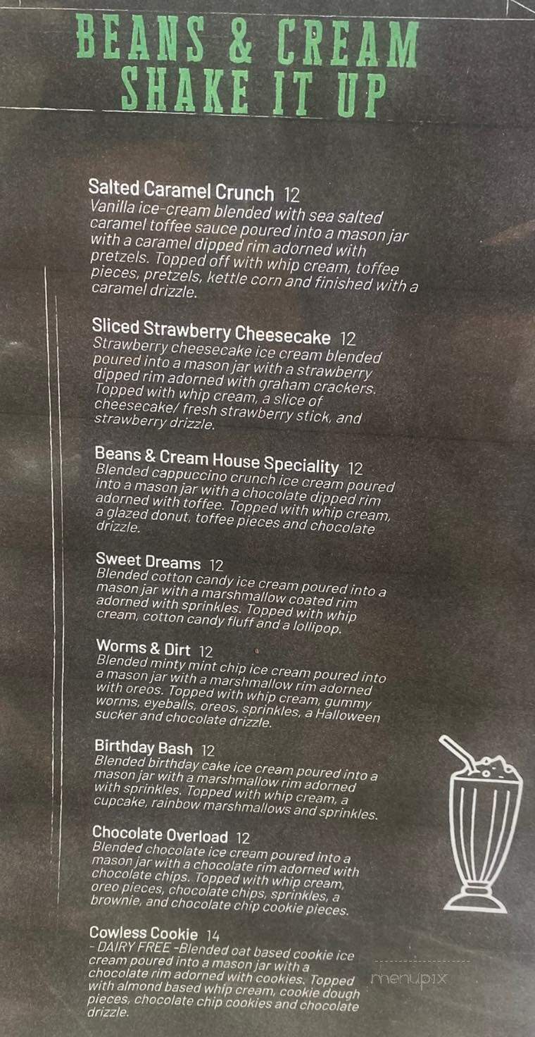 Beans & Cream - Lillington, NC menu_pic