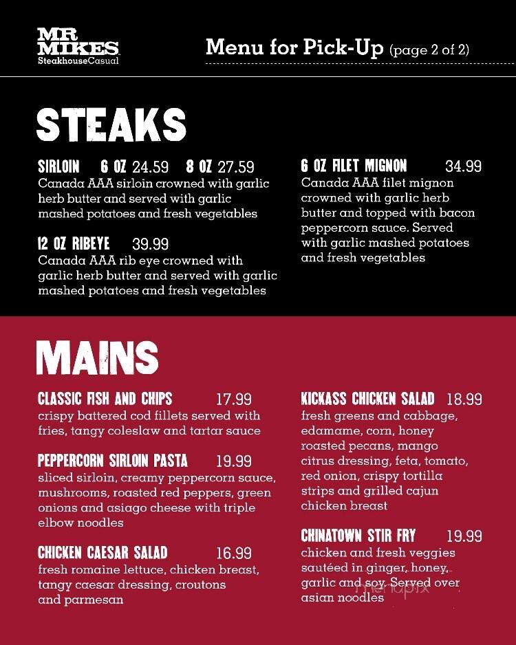 Mr Mikes Steakhouse Casual - St. Catharines, ON menu_pic