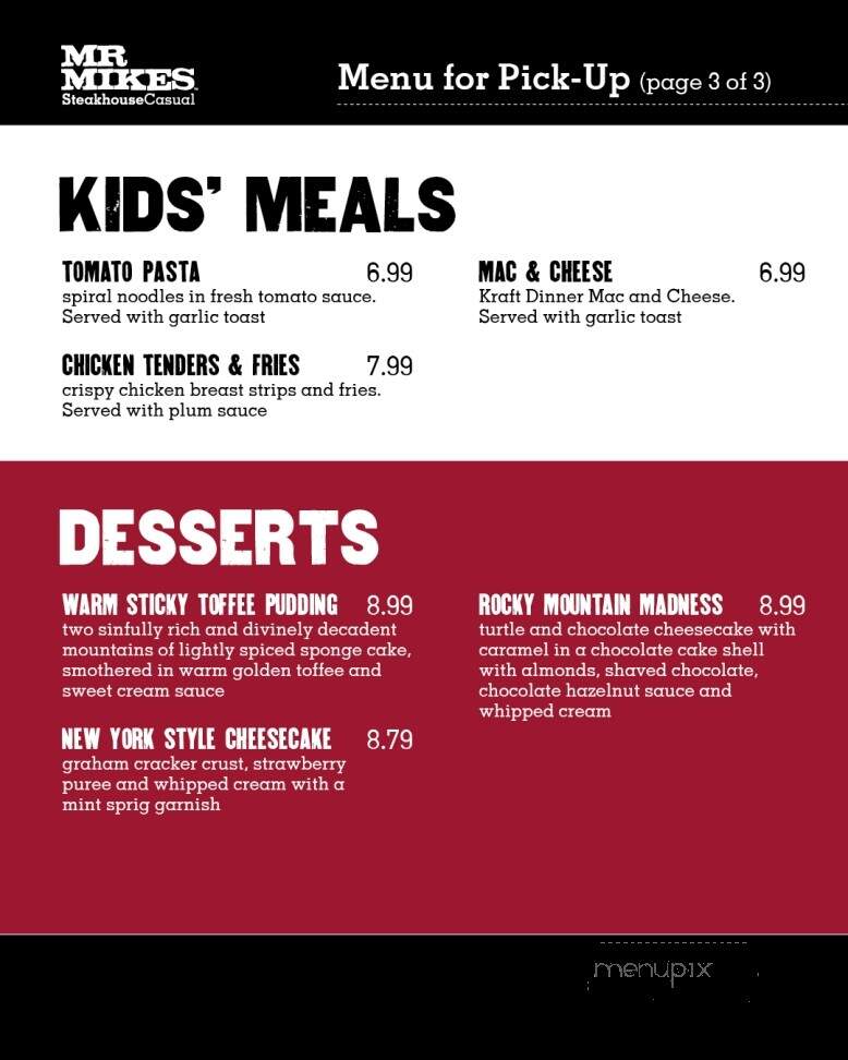 Mr Mikes Steakhouse Casual - St. Catharines, ON menu_pic