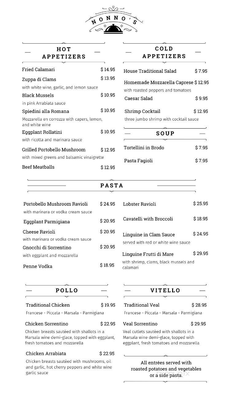 Nonno's Italian Restaurant - Sandyston, NJ menu_pic