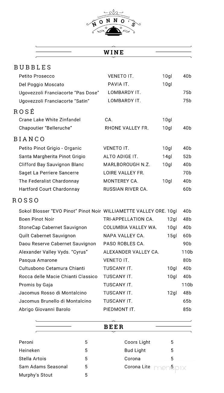 Nonno's Italian Restaurant - Sandyston, NJ menu_pic