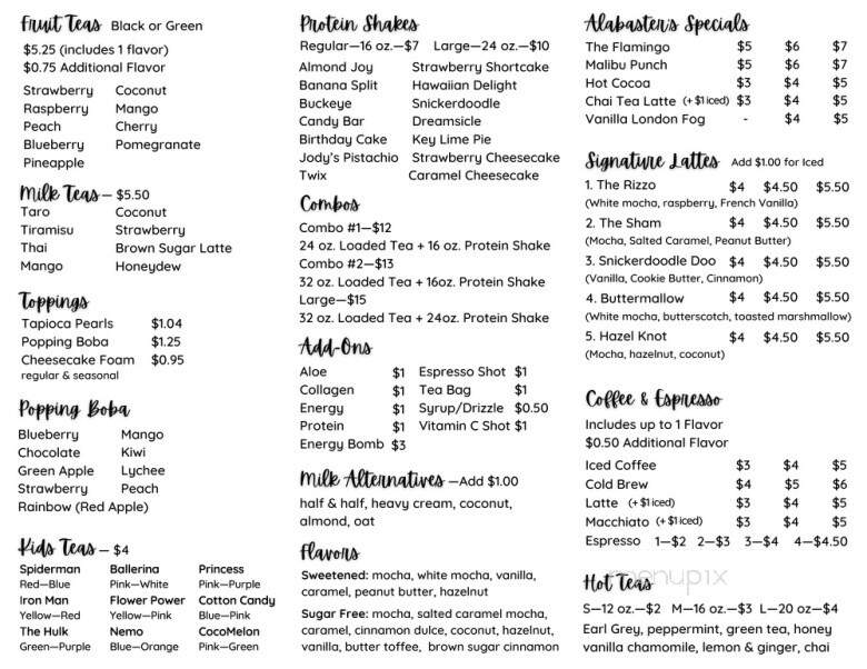 Alabasters Tea Bar - Cornelia, GA menu_pic