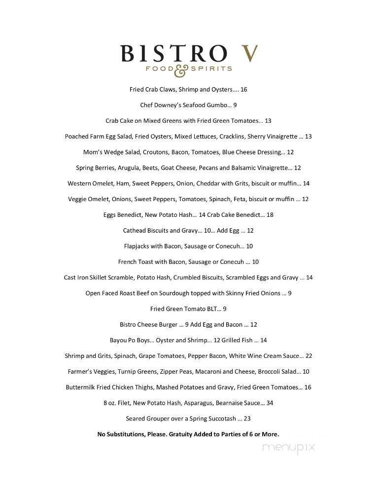 bistro V - Vestavia Hills, AL menu_pic