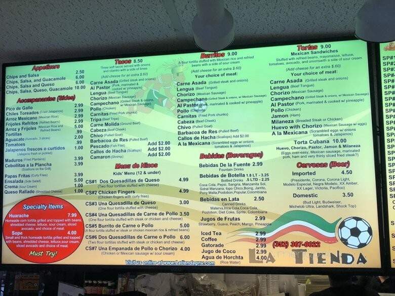 La Tienda Latina - Gainesville, FL menu_pic