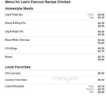 Lee's Famous Recipe Chicken - Middlesboro, KY menu_pic