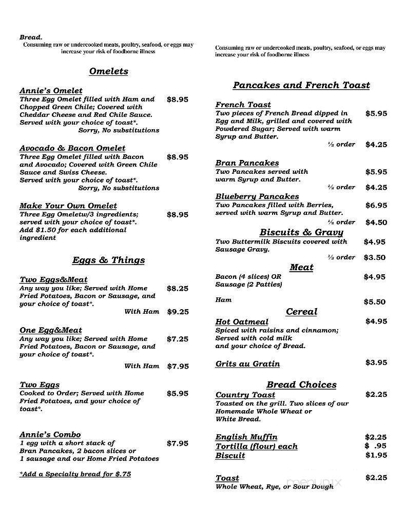 Annie's Soup Kitchen - Albuquerque, NM menu_pic