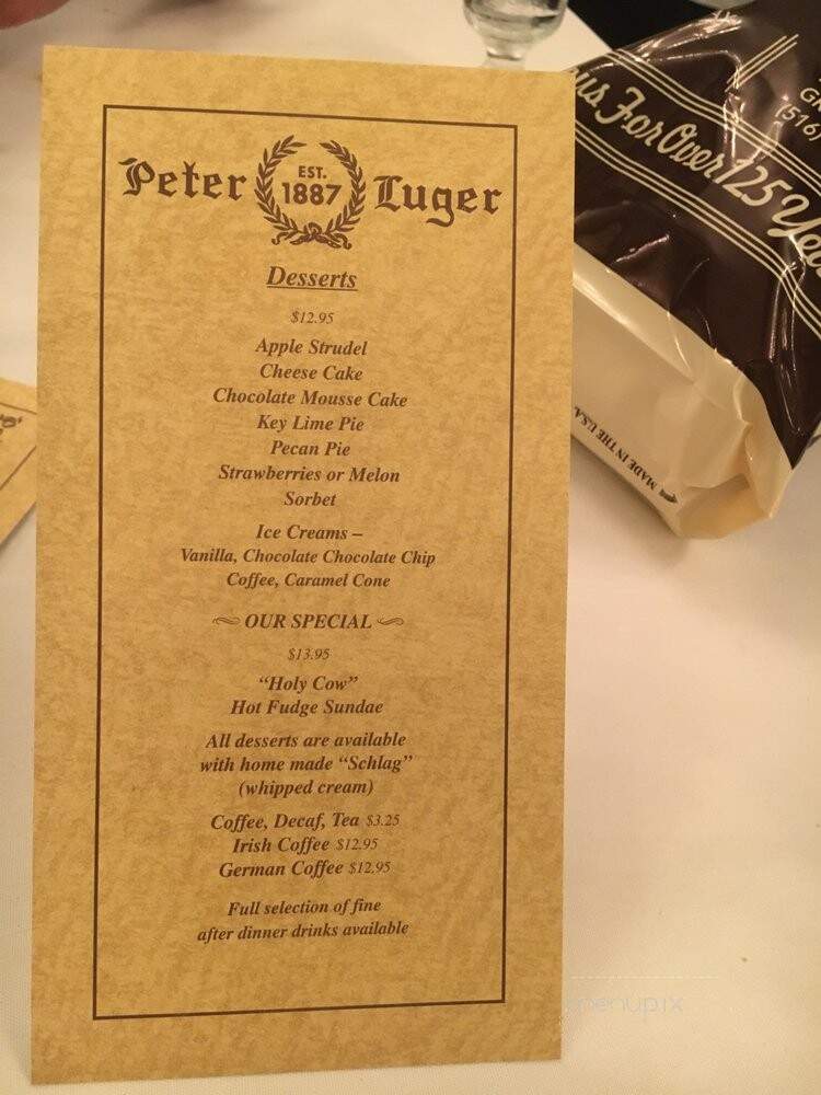 Peter Luger Steak House - Great Neck, NY menu_pic
