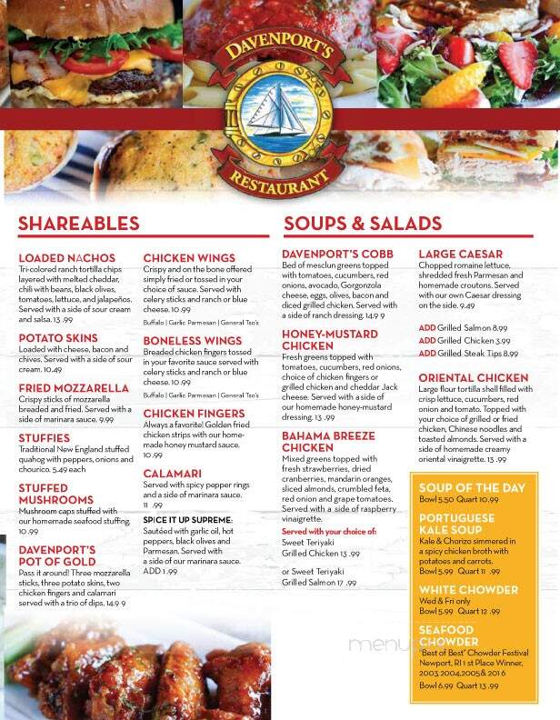 Davenport's Restaurant - Cumberland, RI menu_pic
