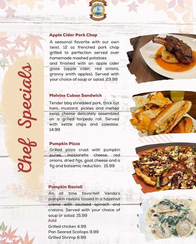 Davenport's Restaurant - Cumberland, RI menu_pic