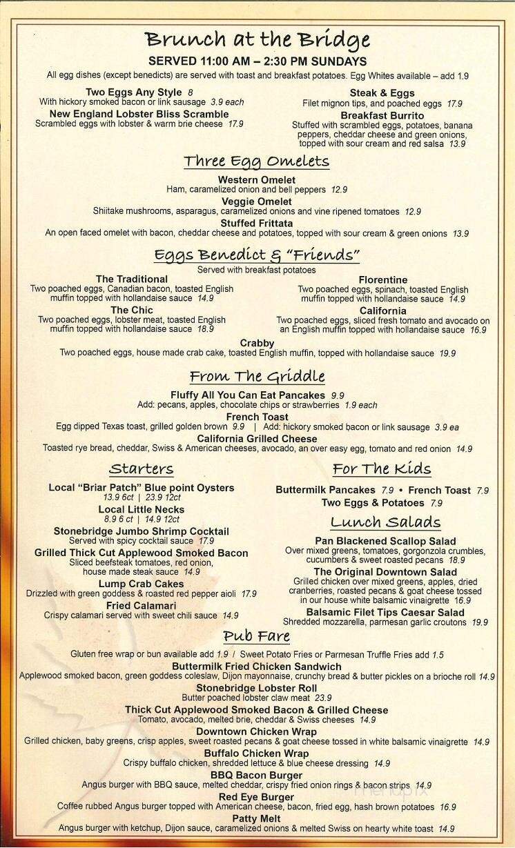Stonebridge Restaurant - Milford, CT menu_pic