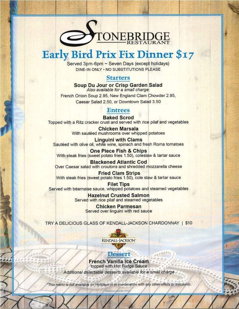 Stonebridge Restaurant - Milford, CT menu_pic