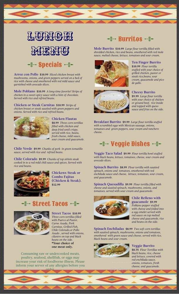 Fiesta Charra Mexican Restaurant - Carver, MA menu_pic