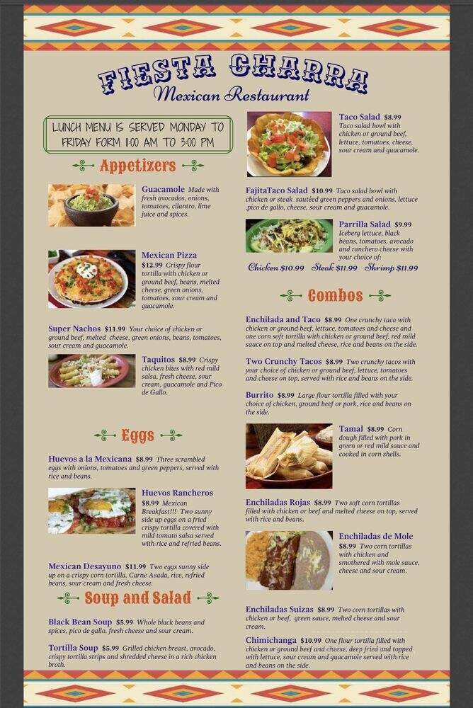 Fiesta Charra Mexican Restaurant - Carver, MA menu_pic