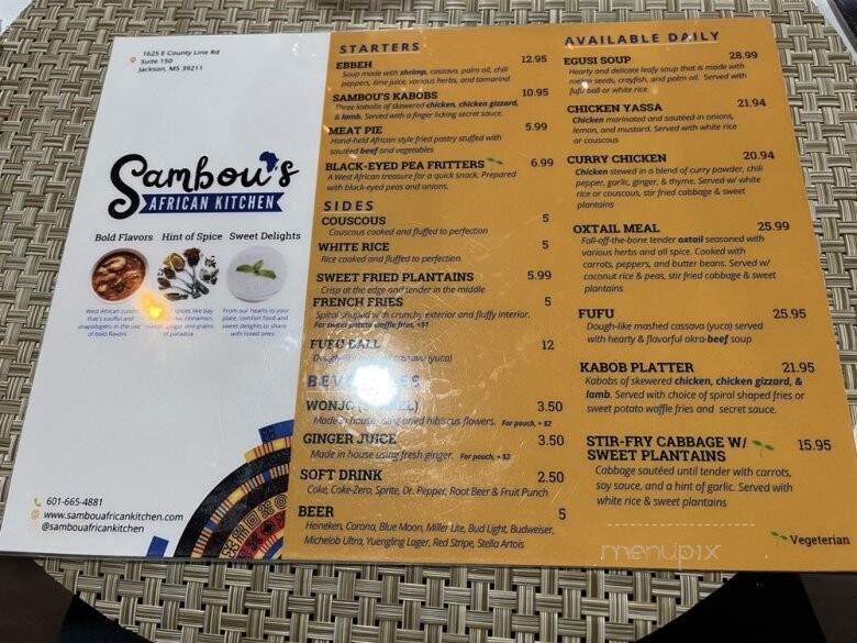 Sambou's African Kitchen - Jackson, MS menu_pic