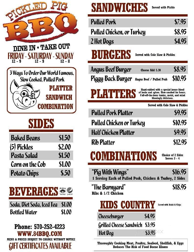 Pickled Pig BBQ - Greentown, PA