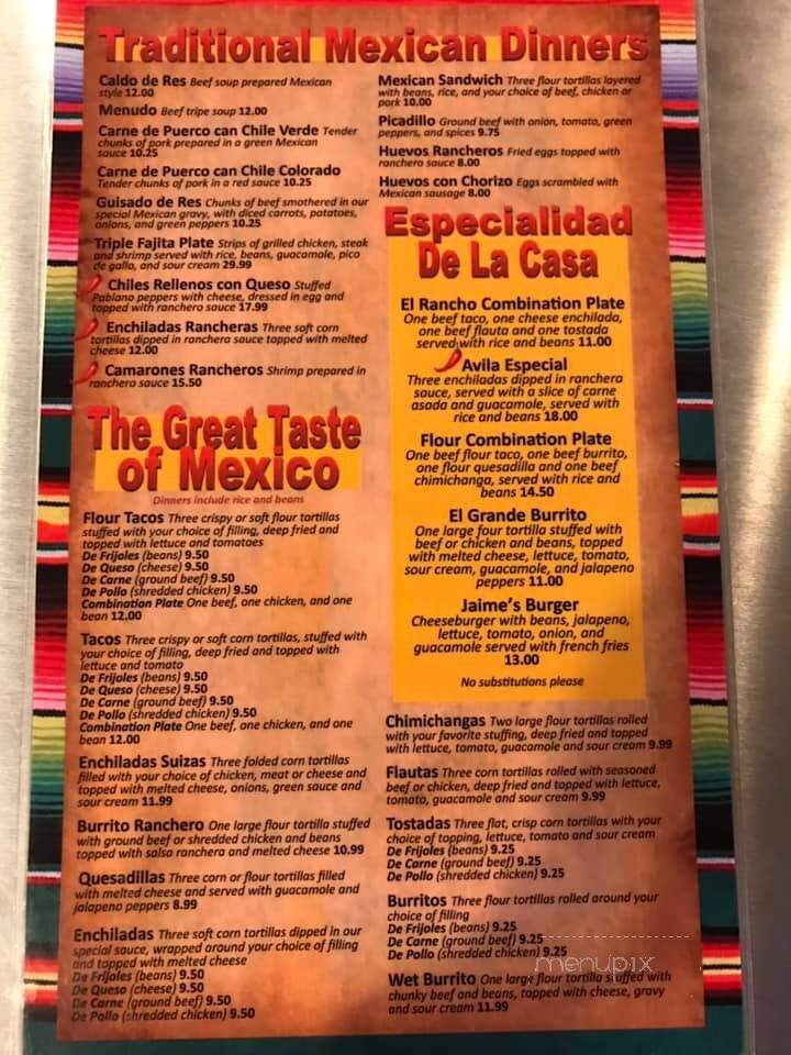 El Rancho II - Fremont, OH menu_pic