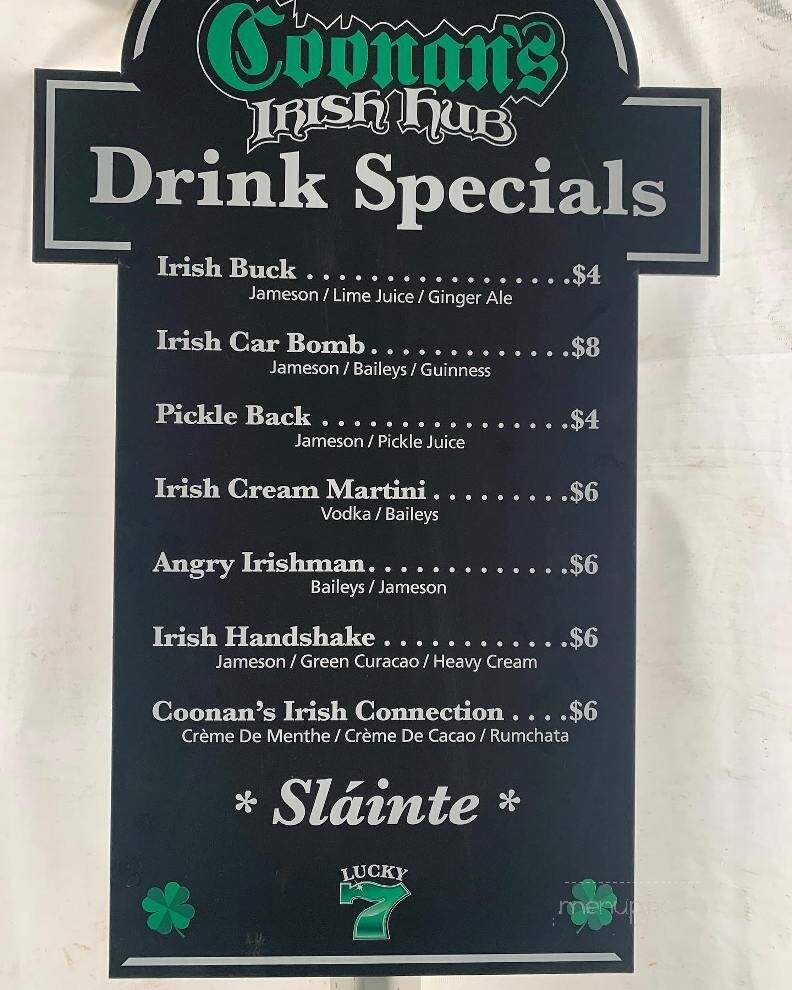 Coonan's Irish Hub - Bay City, MI menu_pic