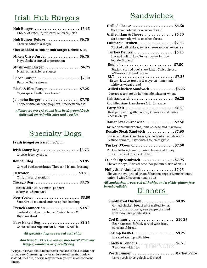 Coonan's Irish Hub - Bay City, MI menu_pic