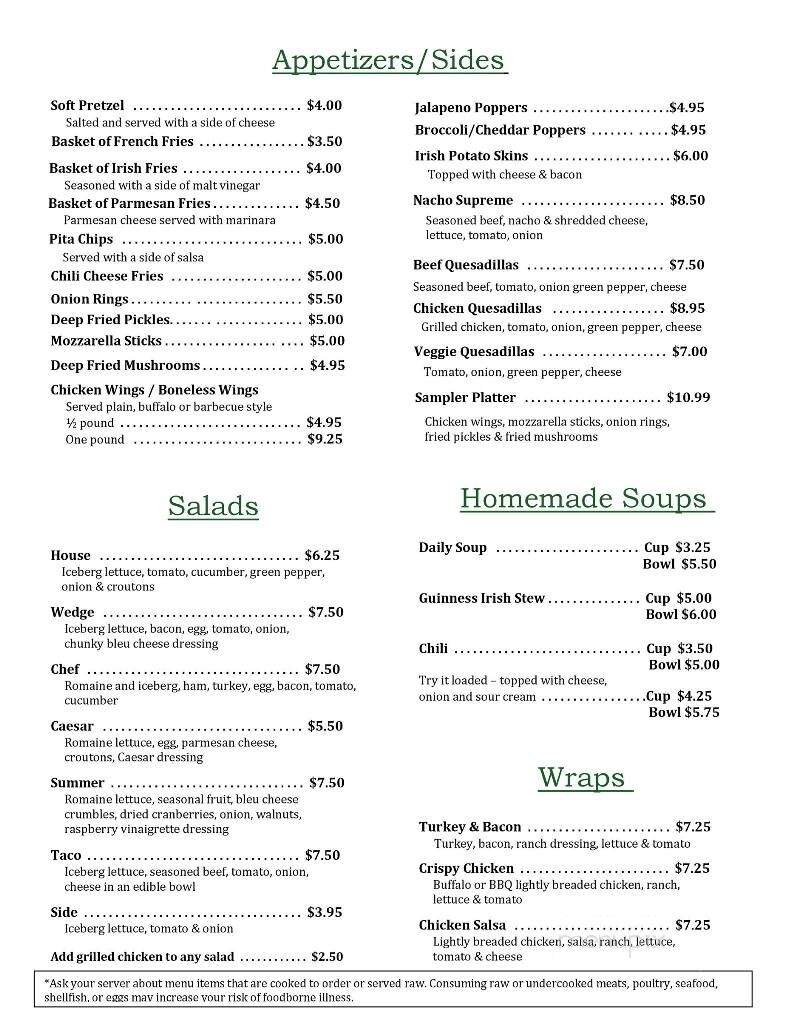 Coonan's Irish Hub - Bay City, MI menu_pic