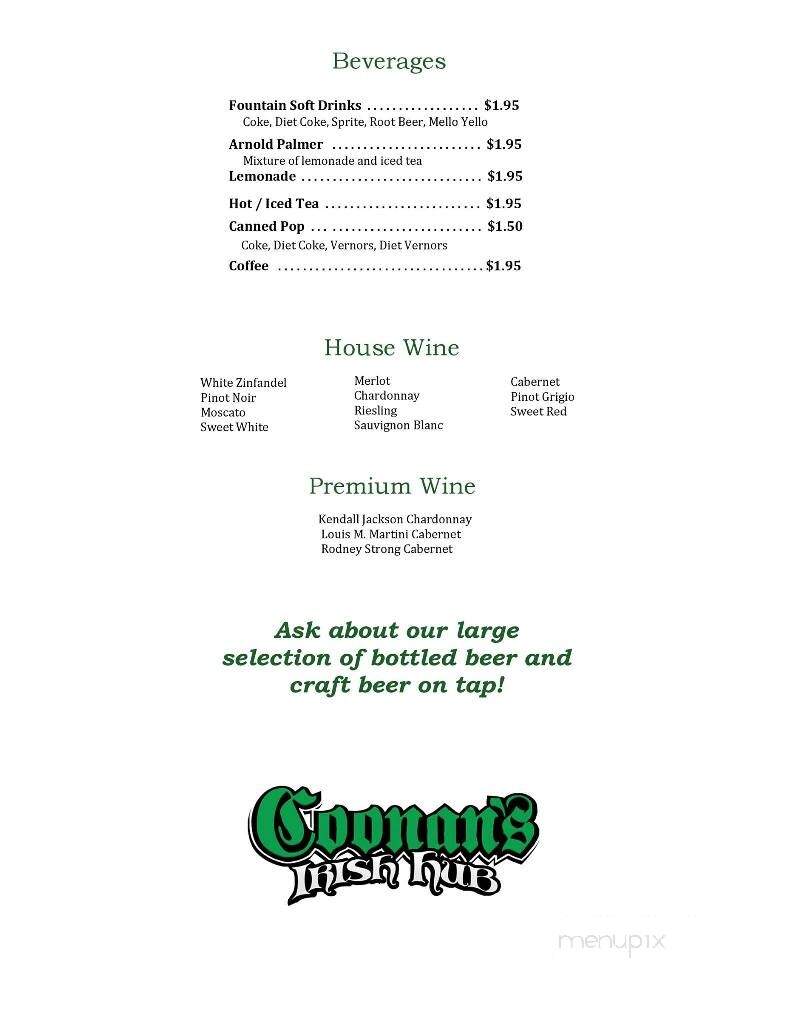 Coonan's Irish Hub - Bay City, MI menu_pic