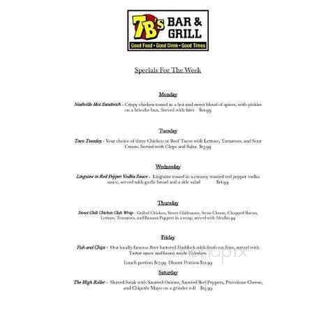 7B's Bar Grill - Westfield, MA menu_pic