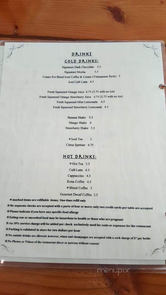 Cream Pot - Honolulu, HI menu_pic