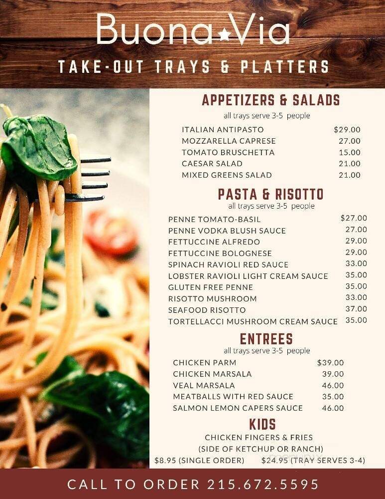 Buona Via Ristorante - Horsham, PA menu_pic