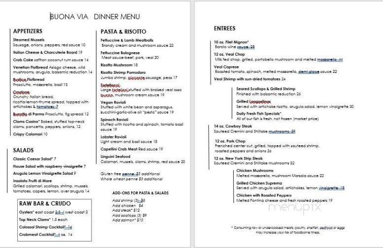 Buona Via Ristorante - Horsham, PA menu_pic