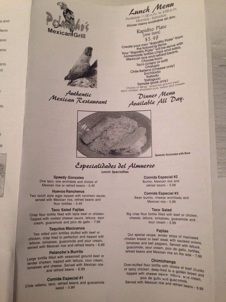 Pelancho's - Middlesboro, KY menu_pic
