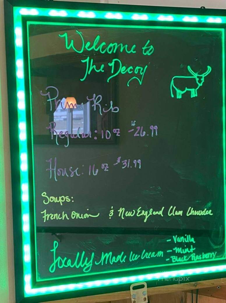 Decoy - Rock Stream, NY menu_pic