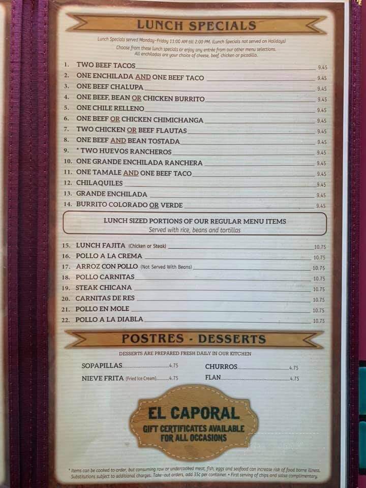 El Caporal-Prosser - Prosser, WA menu_pic