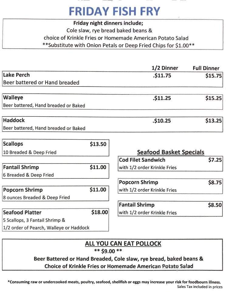 Rustic Inn - Athelstane, WI menu_pic