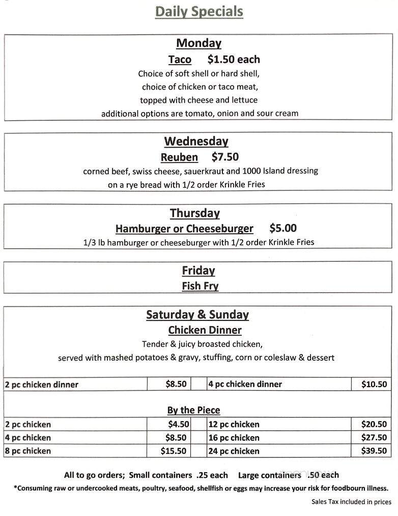 Rustic Inn - Athelstane, WI menu_pic