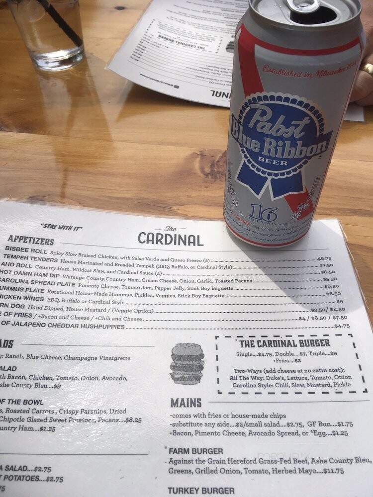 The Cardinal - Boone, NC menu_pic