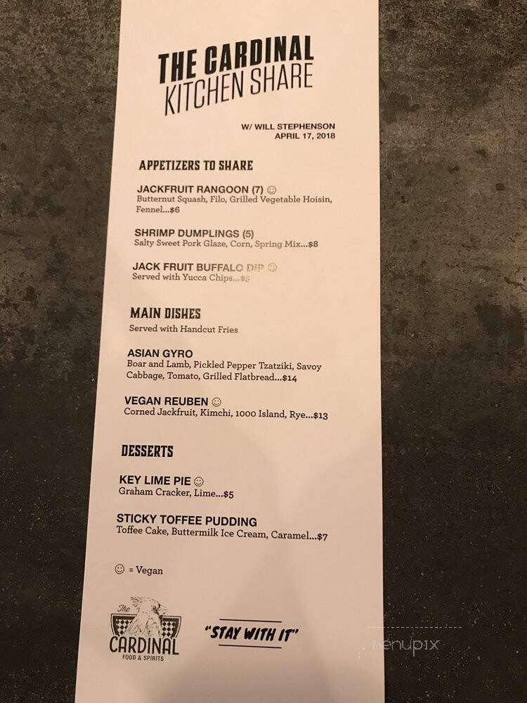 The Cardinal - Boone, NC menu_pic