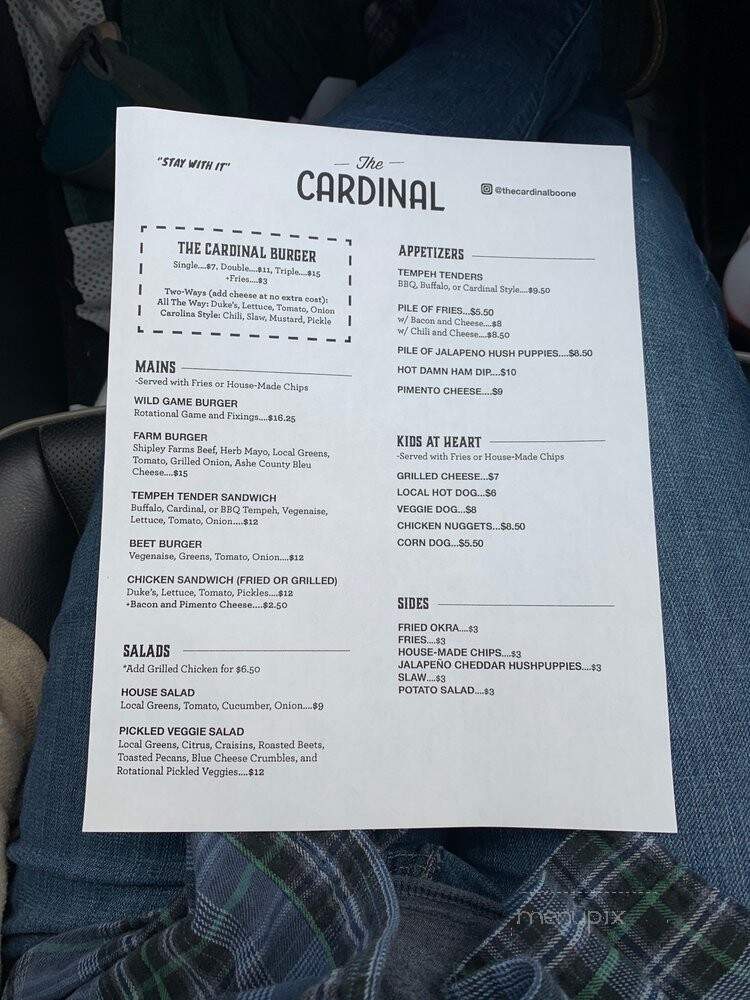 The Cardinal - Boone, NC menu_pic