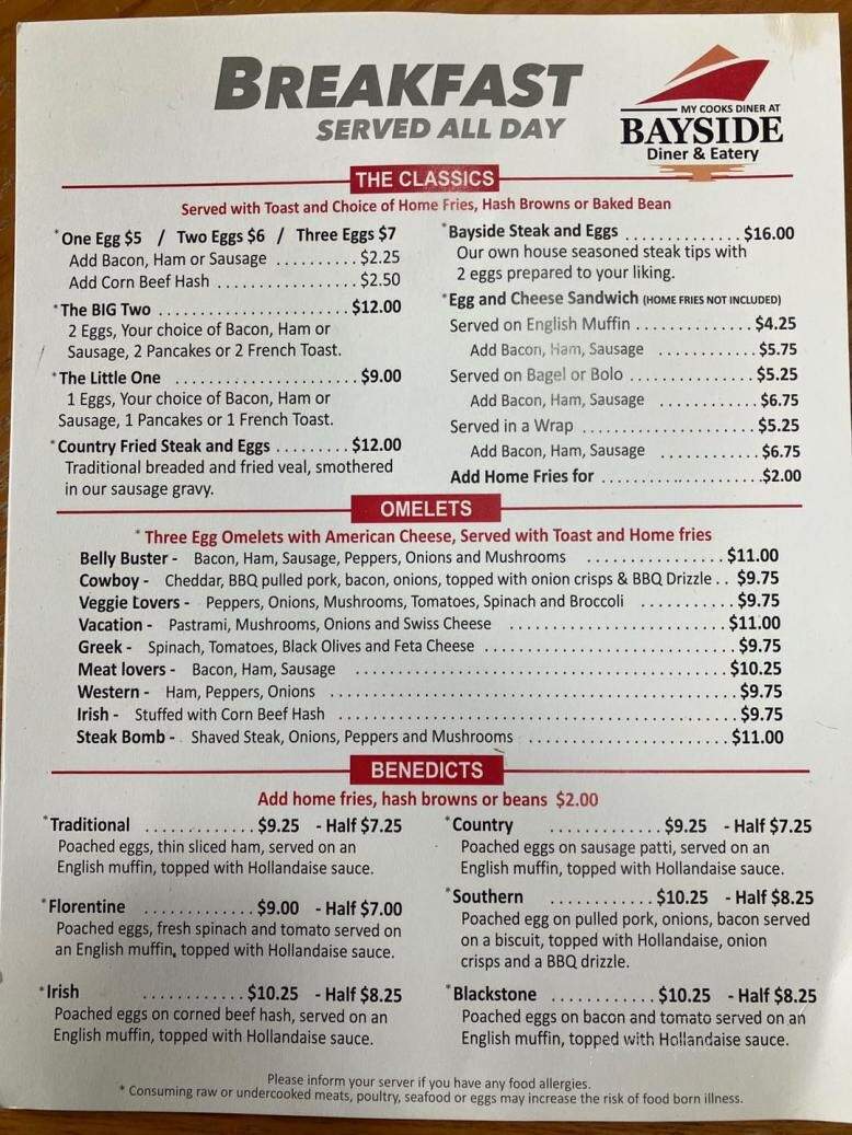 Bayside Diner & Eatery - Alton Bay, NH menu_pic
