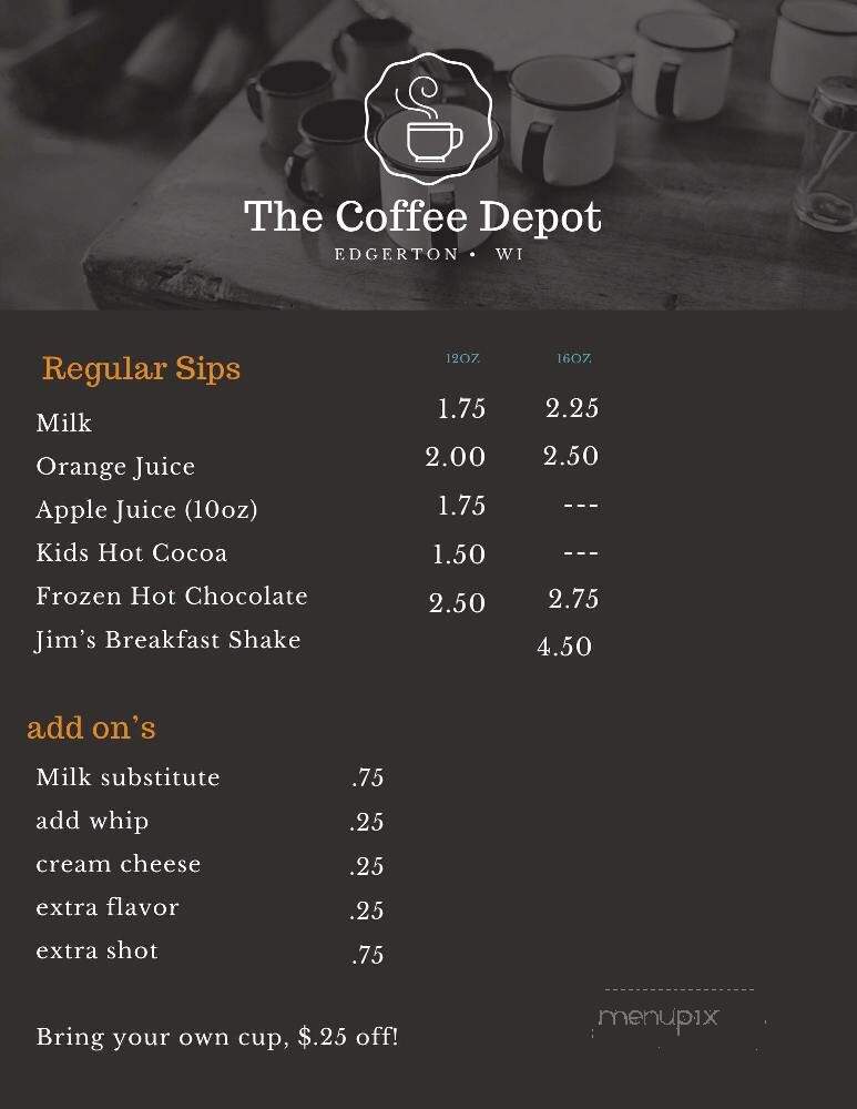 The Coffee Depot - Edgerton, WI menu_pic