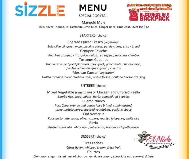 El Nido - Estero, FL menu_pic