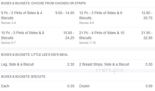 Lee's Famous Recipe Chicken - Lima, OH menu_pic