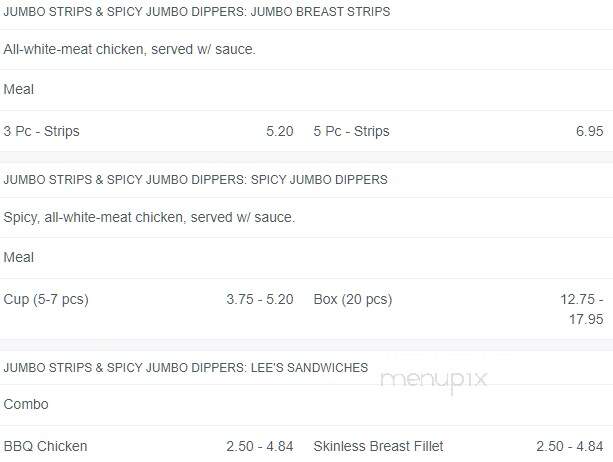 Lee's Famous Recipe Chicken - Lima, OH menu_pic